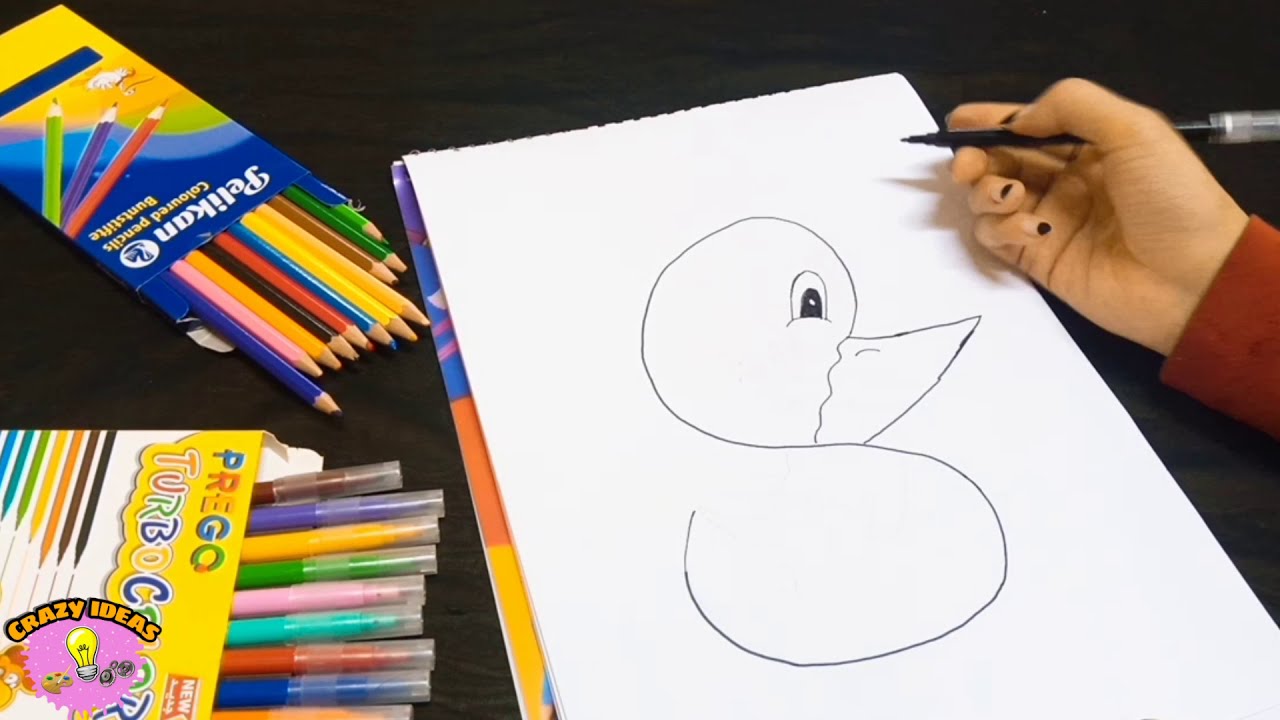 رسم بطه خطوه بخطوه بطريقه سهله للاطفال