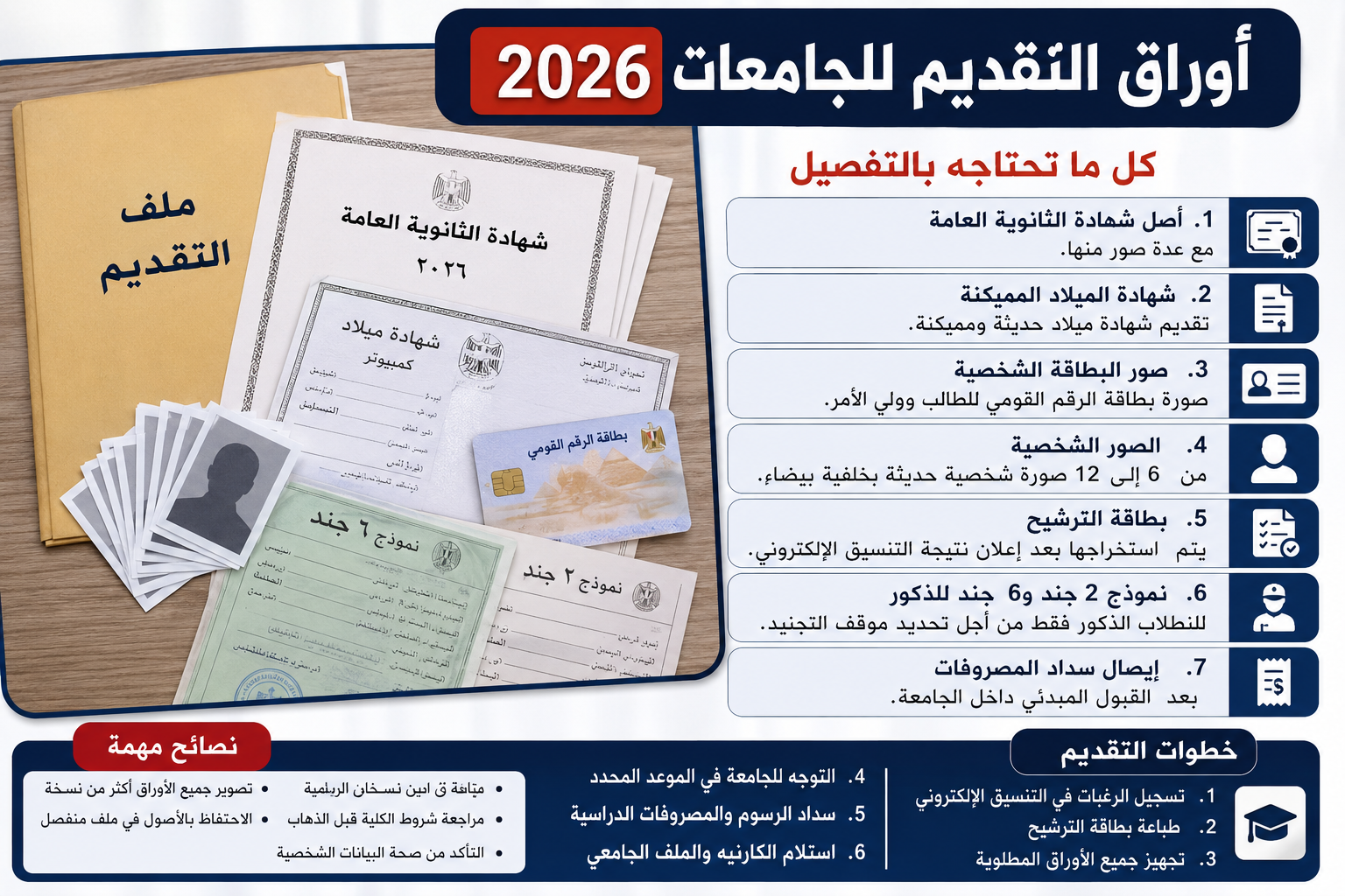 أوراق التقديم للجامعات 2026 | كل ما تحتاجه بالتفصيل