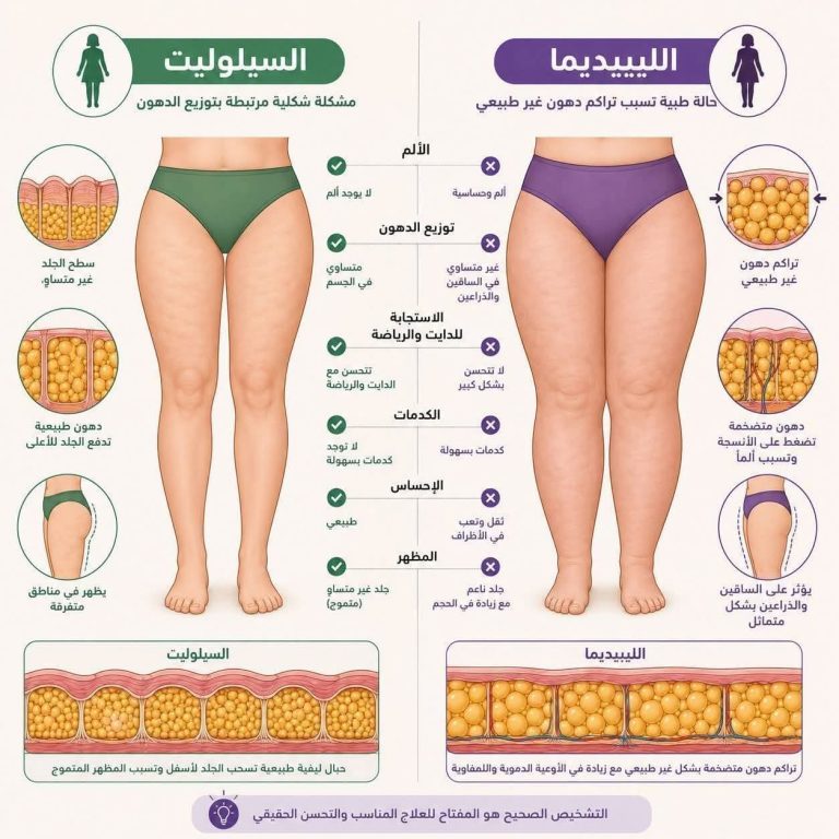 الفرق بين السيلوليت والليبيديما | الأعراض والأسباب وطرق العلاج بالتفصيل
