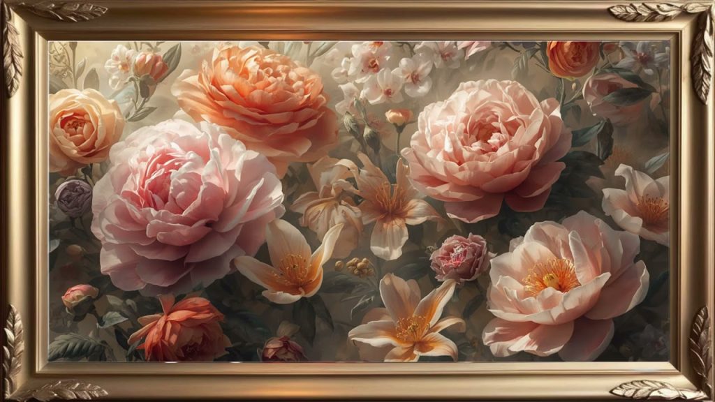 🎨🌸 لوحة زهور عملاقة فاخرة بأسلوب سينمائي |Screen Saver for TV
