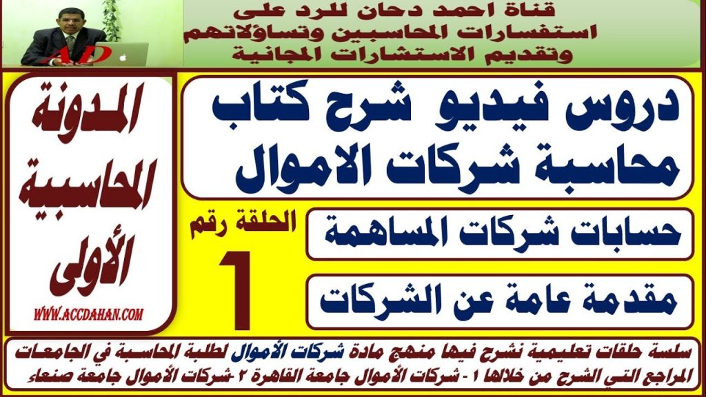 مقدمة عامة عن الشركات ح 1 شركات الاموال شركات المساهمة محاسبة الشركات اقسام الشركة التجارية