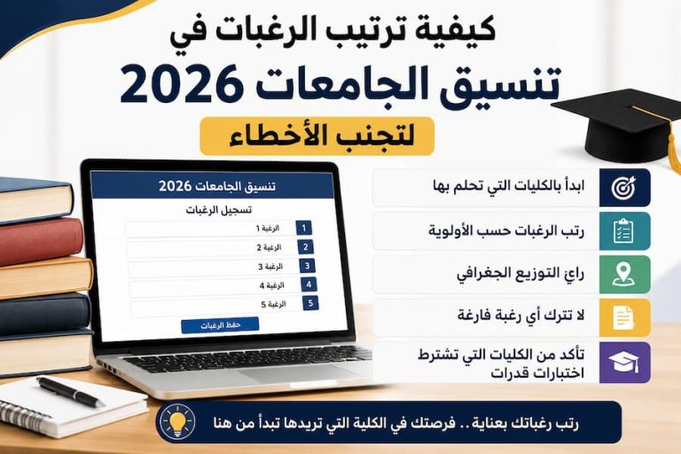 كيفية ترتيب الرغبات في تنسيق الجامعات 2026 لتجنب الأخطاء .. دليل شامل لطلاب الثانوية العامة