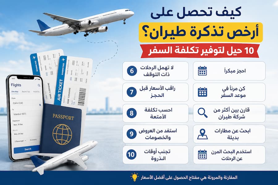 كيف تحصل على أرخص تذكرة طيران؟ 10 حيل لتوفير تكلفة السفر