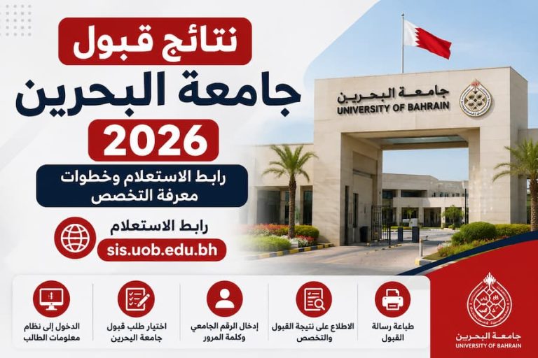 نتائج قبول جامعة البحرين 2026.. رابط الاستعلام وخطوات معرفة التخصص
