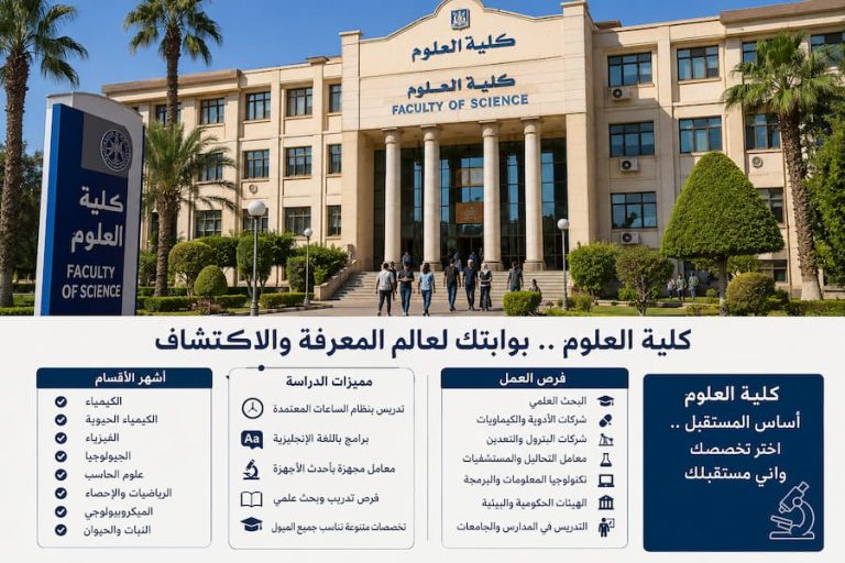 كلية العلوم 2026 .. كل ما تريد معرفته عن أقسام الكلية ونظام الدراسة وفرص العمل بعد التخرج