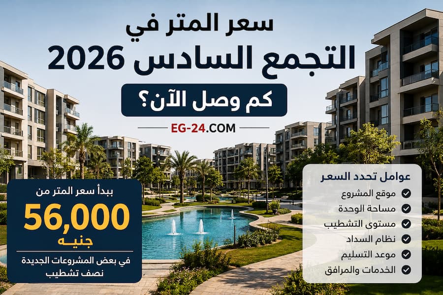 سعر المتر في التجمع السادس 2026.. كم وصل الآن؟