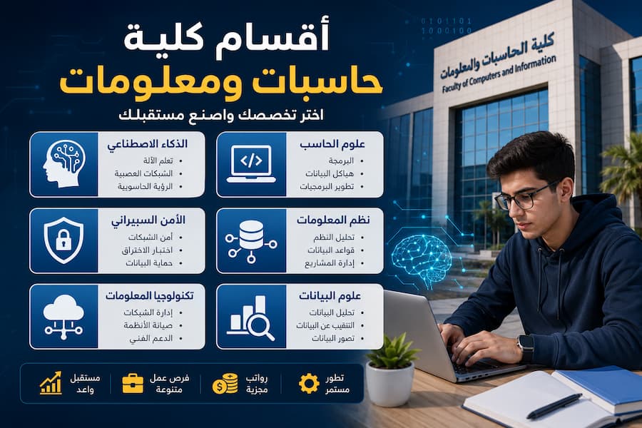 أقسام كلية حاسبات ومعلومات وأفضل قسم للمستقبل 2026 .. الدليل الكامل