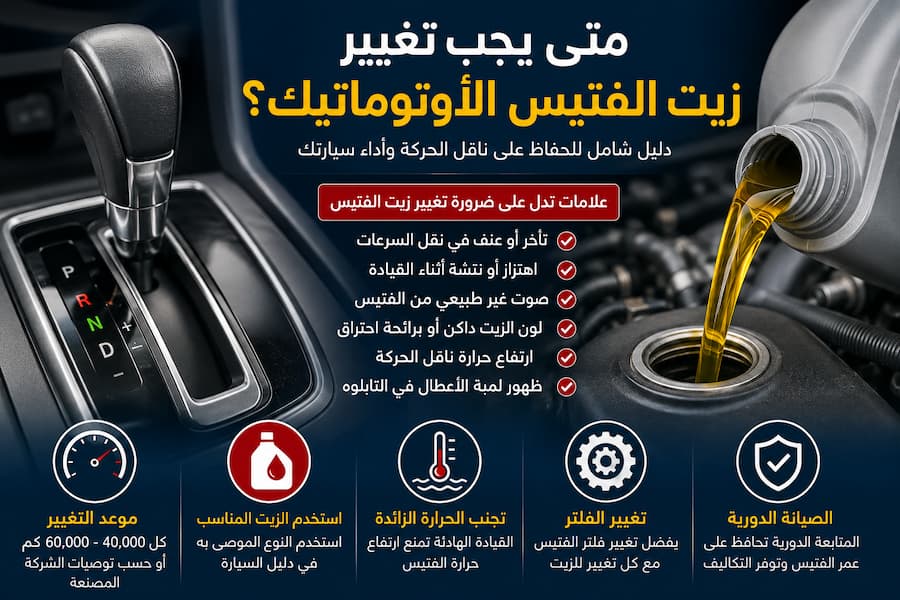 متى يجب تغيير زيت الفتيس الأوتوماتيك ؟ العلامات التي لا يجب تجاهلها
