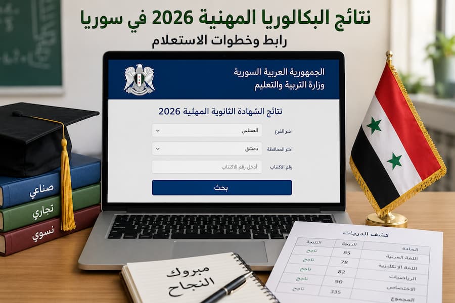 نتائج البكالوريا المهنية 2026 في سوريا .. رابط وخطوات الاستعلام