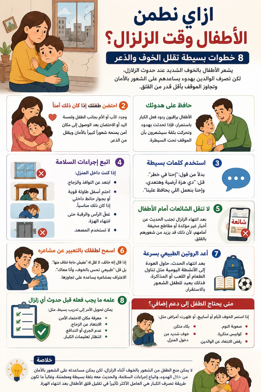 ازاي نطمن الأطفال وقت الزلزال ؟.. 8 خطوات بسيطة تقلل الخوف والذعر