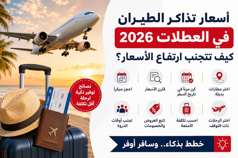 أسعار تذاكر الطيران في العطلات 2026.. كيف تتجنب ارتفاع الأسعار؟
