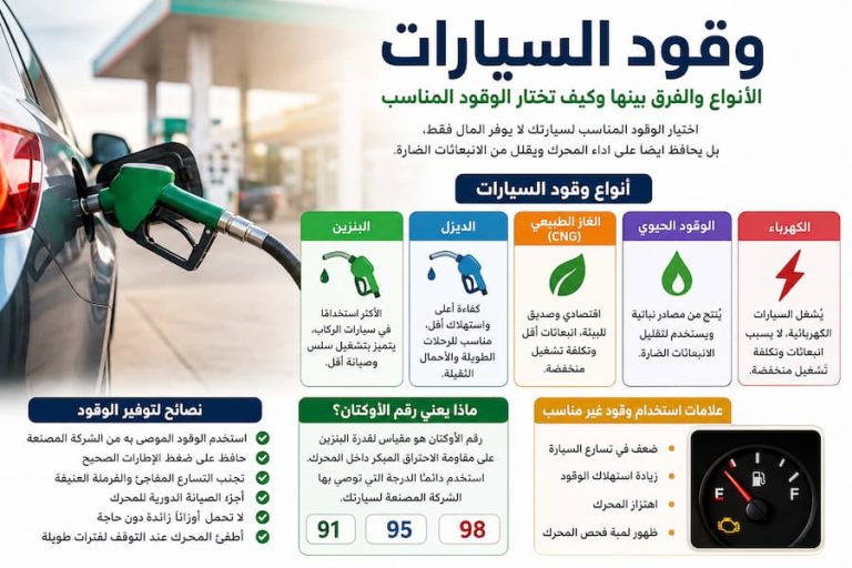 وقود السيارات .. الأنواع وأفضل اختيار لمحرك سيارتك في 2026