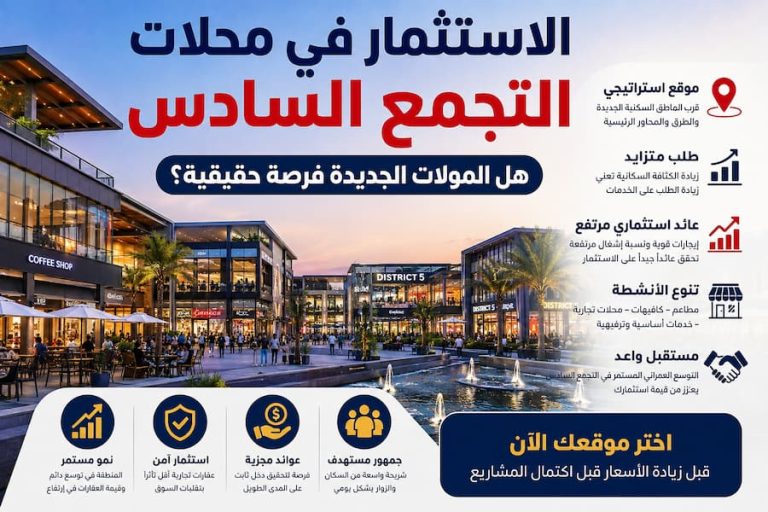 الاستثمار في محلات التجمع السادس 2026.. هل المولات الجديدة فرصة حقيقية؟