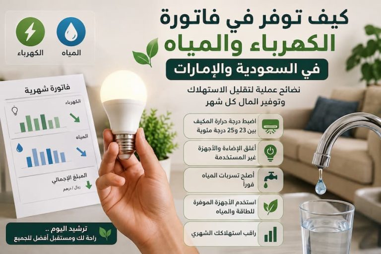 كيف توفر في فاتورة الكهرباء والمياه في السعودية والإمارات ؟ دليل عملي لتقليل الاستهلاك في 2026