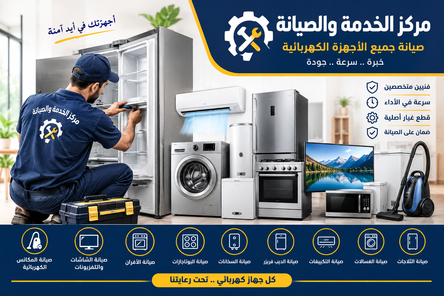 مركز الخدمة والصيانة.. خبرة متخصصة في صيانة جميع الأجهزة الكهربائية