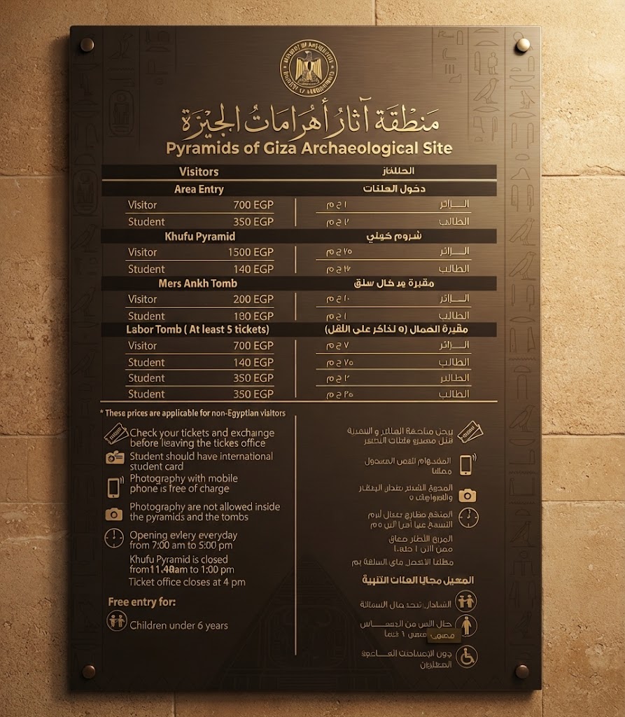 أسعار تذاكر الأهرامات الجديدة للمصريين والأجانب 2026
